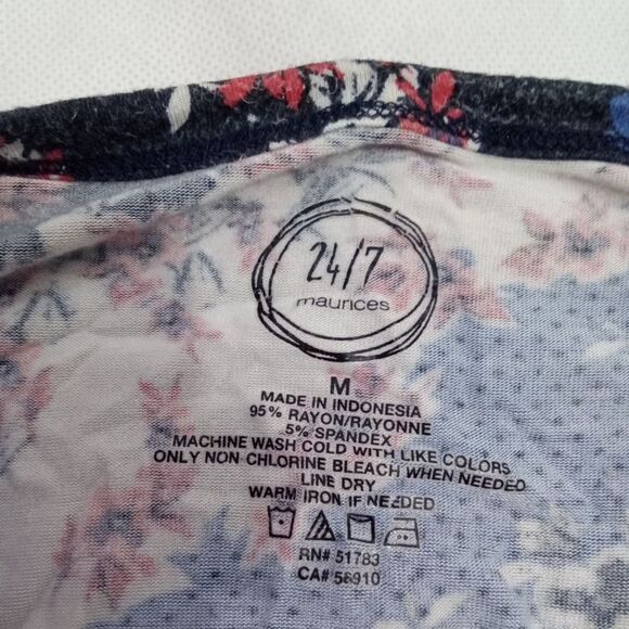 24/7 by‎ maurices women medium floral criss-cross blue Short Sleeve - Picture 11 of 14